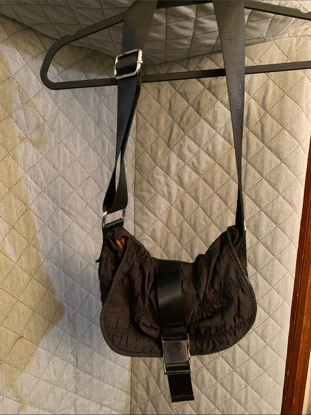 #83 Topshop Black Nylon Shoulder Bag with Buckle Detail